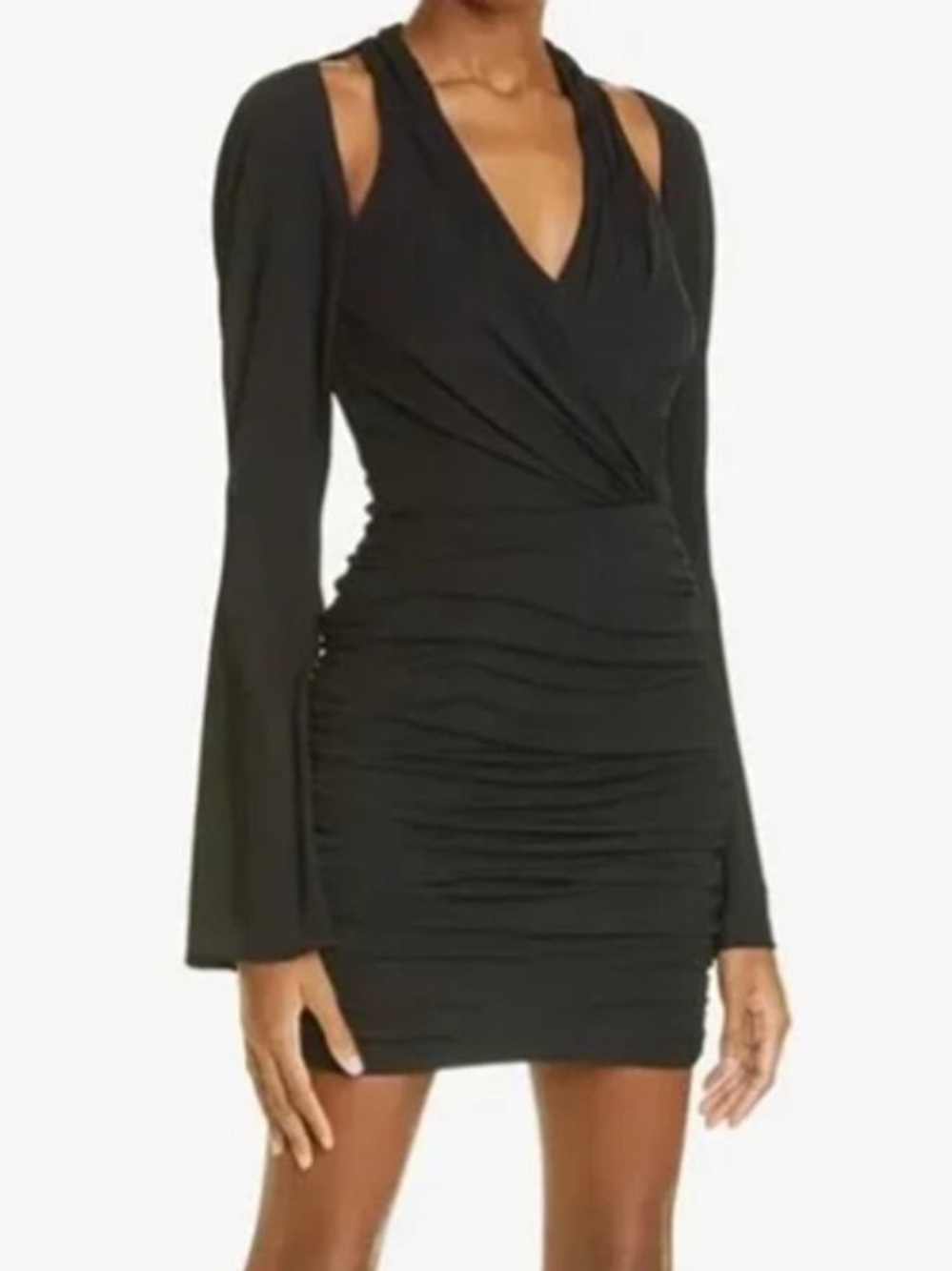 cinq a sept Black Tiffy Cut-Out Ruched Mini Dress